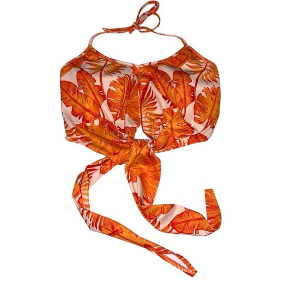 Kortni Jeane Orange Palm Print Tied-Up Top - Picture 3 of 10